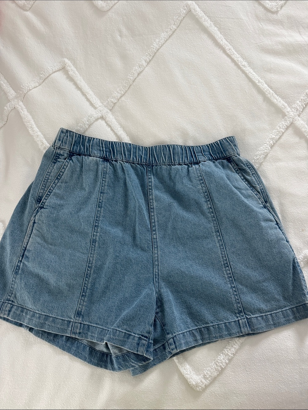 Madewell Blue Denim Elastic-Waist Shorts